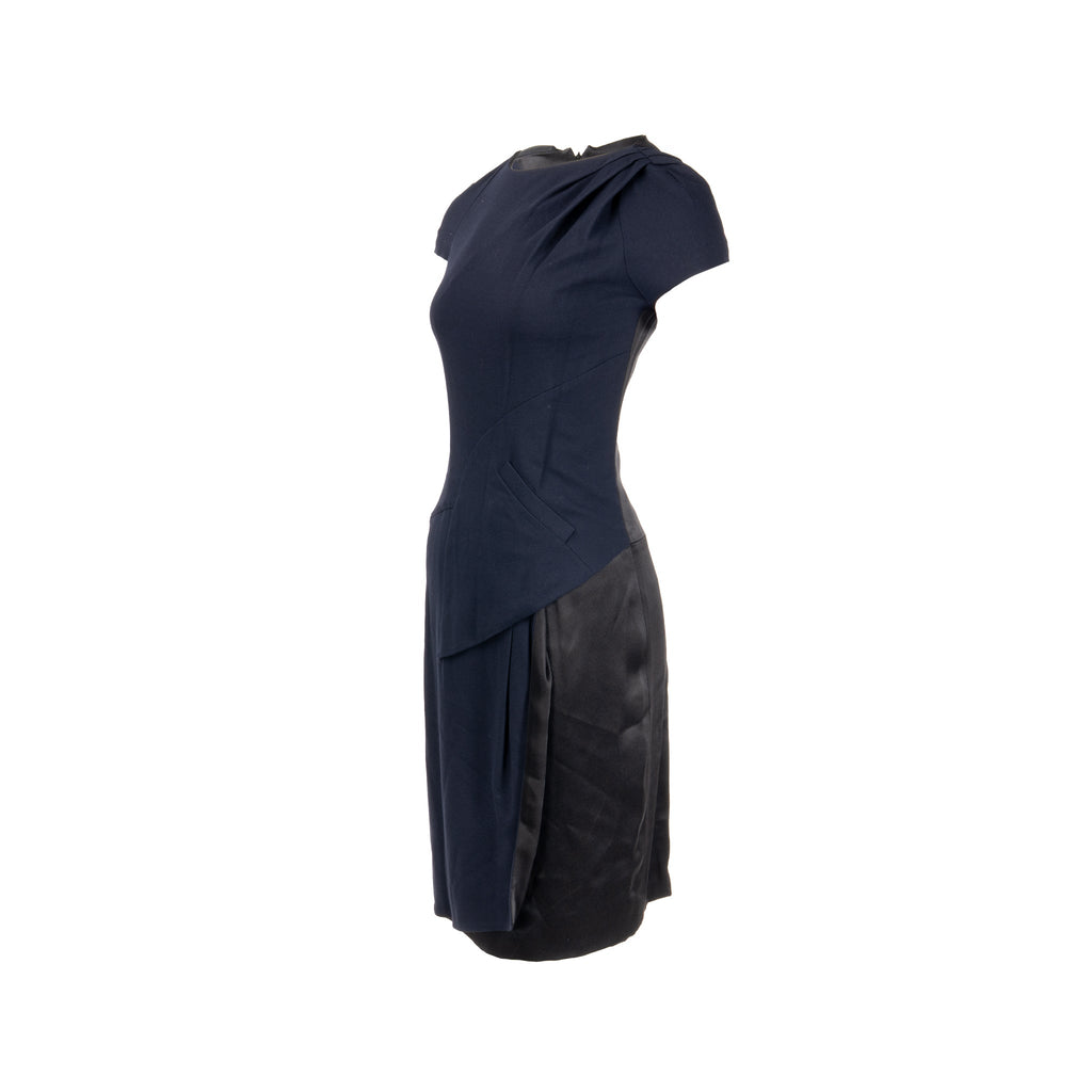 chanel-size-34-draped-satin-midi-dress-rayon-wool-navy-black