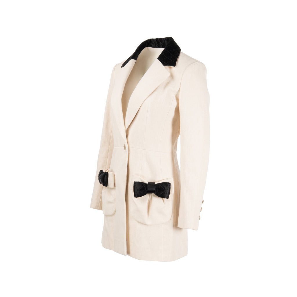 chanel-21s-size-36-jacket-black-bow-detailed-blazer-cotton-ecru