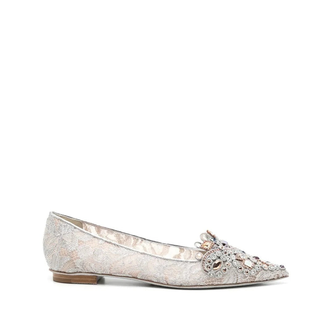 RENÉ CAOVILLA CINDERELLA 110MM SLINGBACK PUMP SILVER & BEIGE