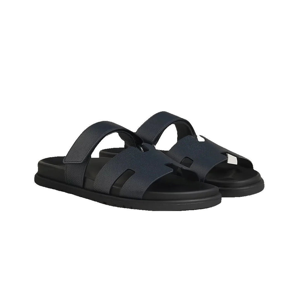 HERMÈS CHYPRE SANDAL BEIGE NAVY BLUE
