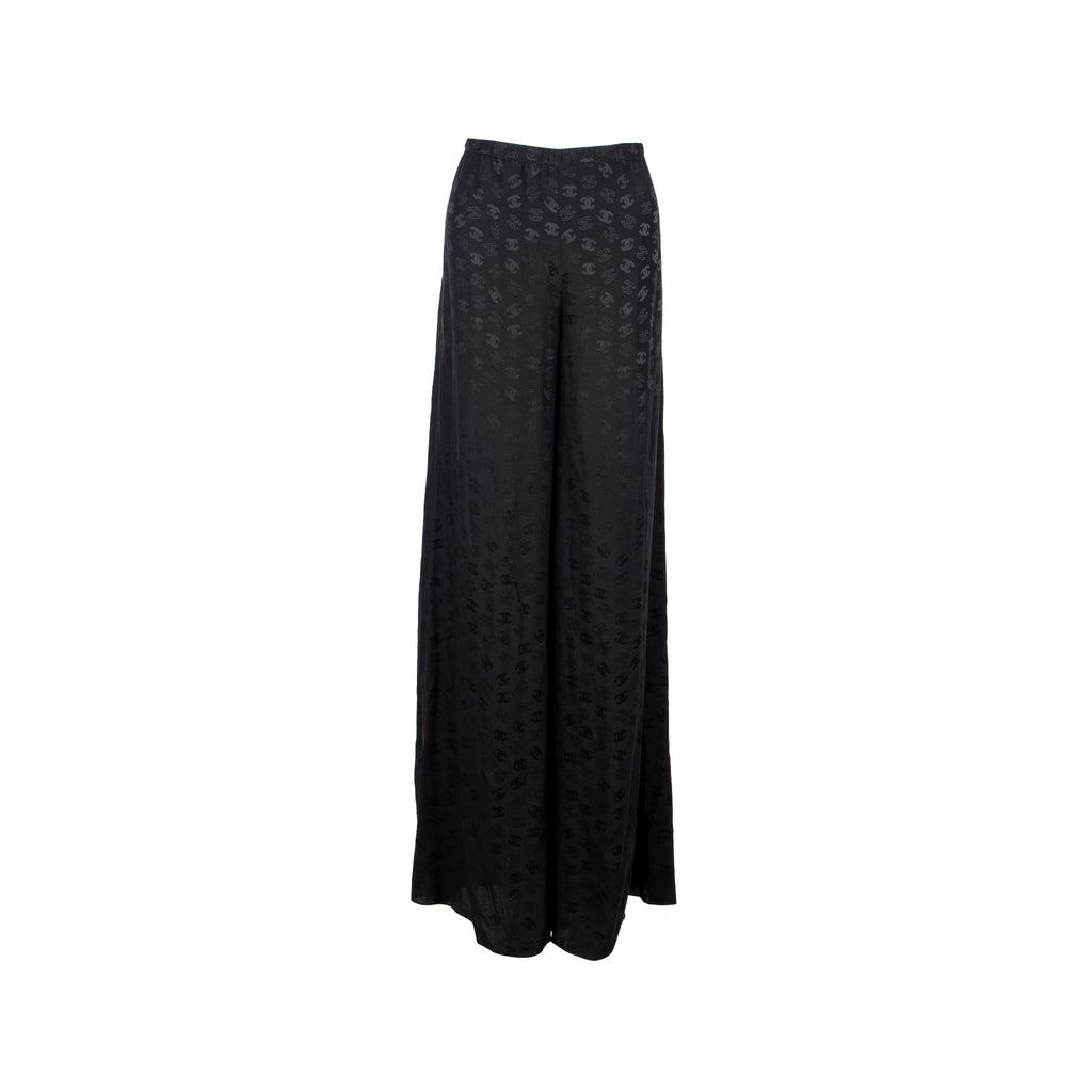 chanel-size-38-cc-logo-print-pants-silk-black