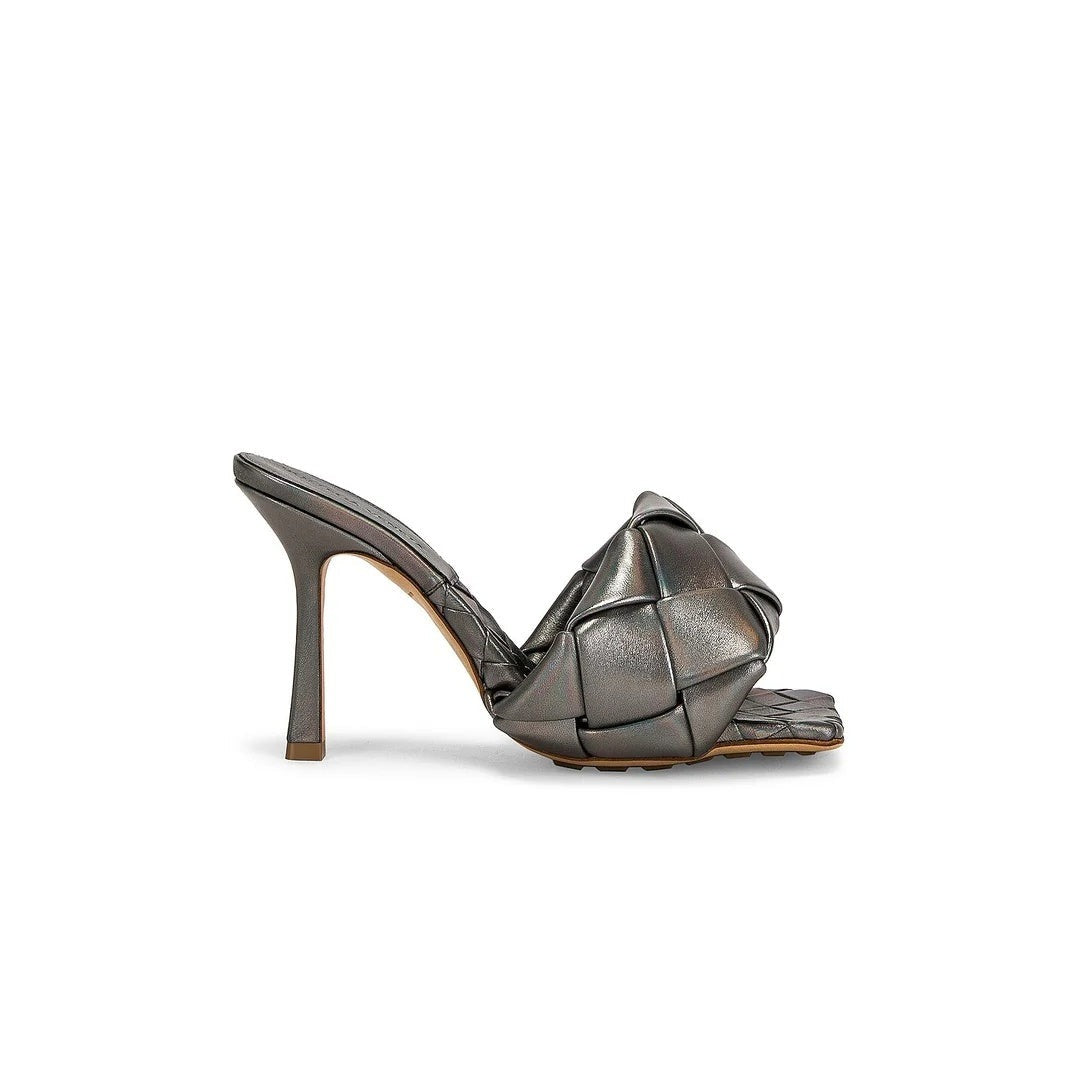 BOTTEGA VENETA LIDO MULE SANDALS BLOSSOM PEWTER & GUNMETAL