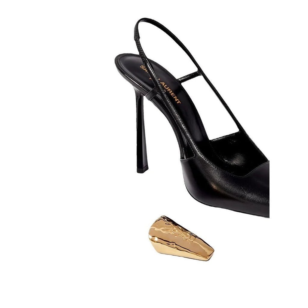 SAINT LAURENT JEANNE SLINGBACK PUMPS BLACK