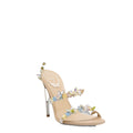 RENÉ CAOVILLA EDEN NUDE SANDAL NUDE WITH MULTICOLOR BUTTERFLIES