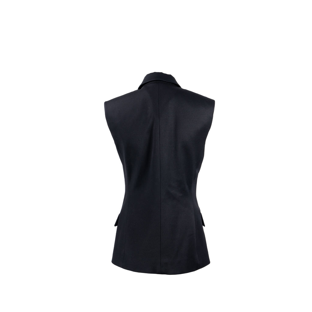 louis-vuitton-size-36-sleeveless-zip-up-blazer-silk-wool-black