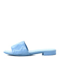 LOUIS VUITTON METALLIC LAMBSKIN MONOGRAM REVIVAL HIGH HEEL MULES MINT & LIGHT BLUE