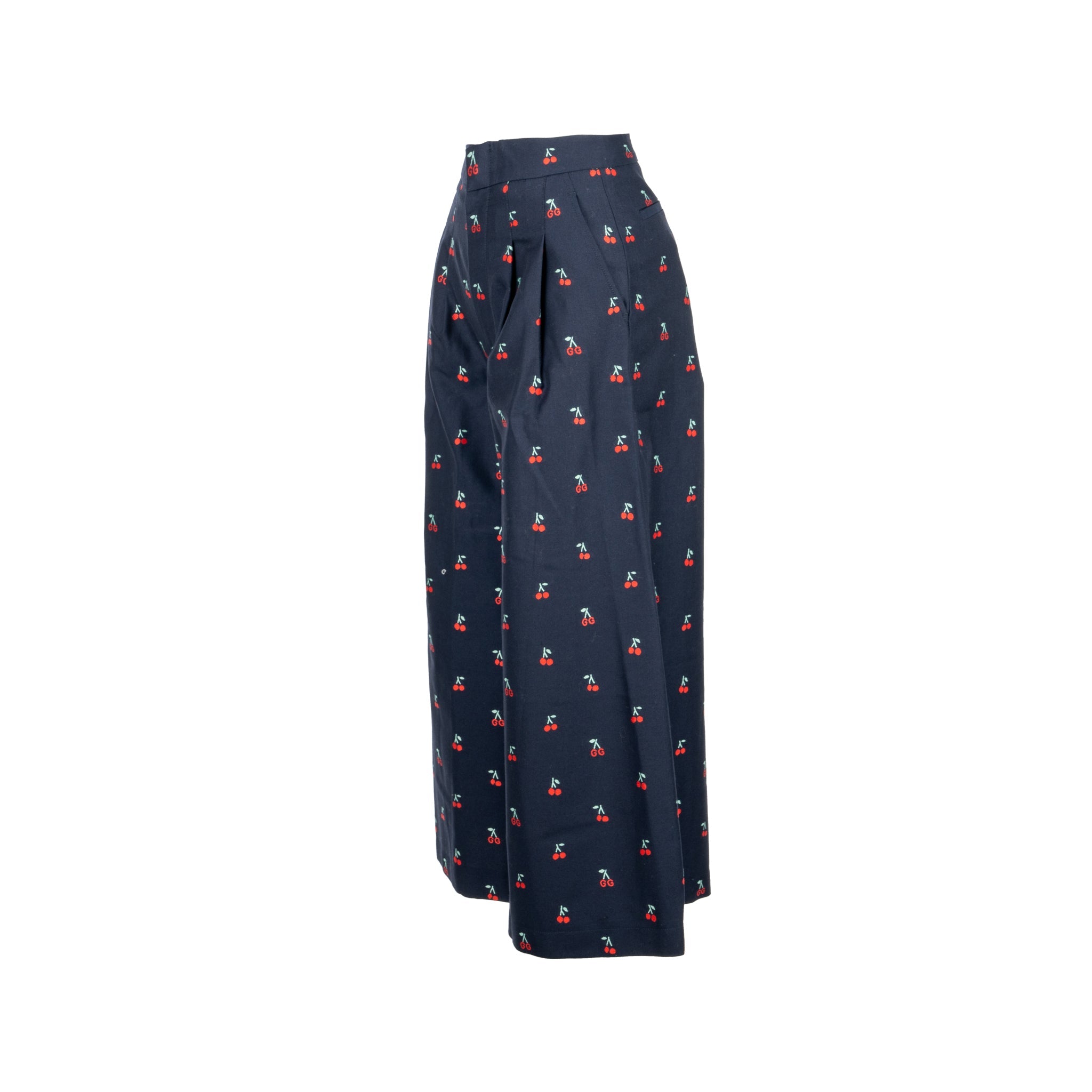 gucci-size-36-cherry-print-culotte-trouser-cotton-wool-navy