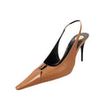SAINT LAURENT BABYLONE BRETEUIL SLINGBACK PUMPS TAN & BROWN