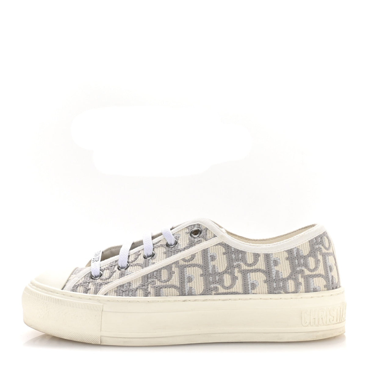 CHRISTIAN DIOR CANVAS OBLIQUE WALK'N'DIOR LOW TOP PLATFORM SNEAKER GREY STONE