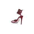 RENÉ CAOVILLA JOLENE EMBELLISHED-FLOWERS HEELED SANDAL BURGUNDY