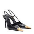 SAINT LAURENT RENEE SLINGBACK PUMPS BLACK & GOLD