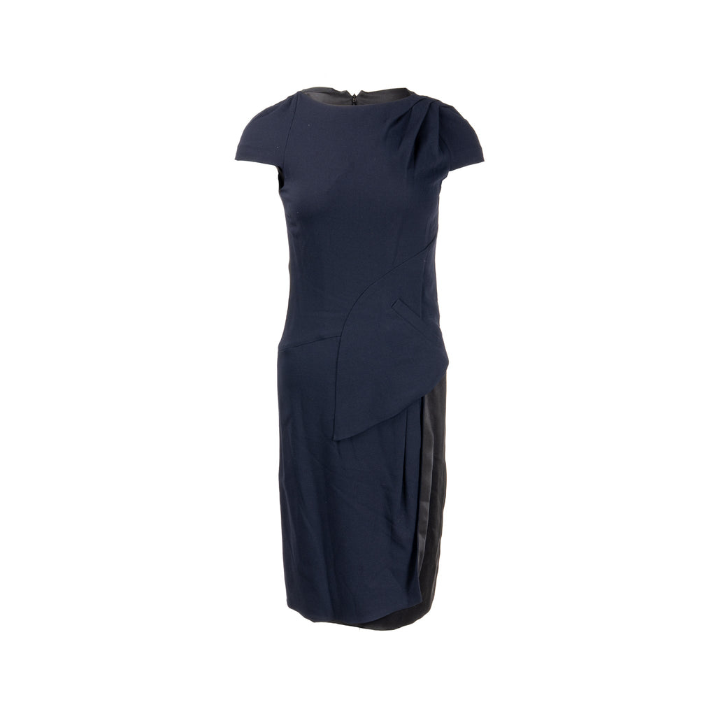chanel-size-34-draped-satin-midi-dress-rayon-wool-navy-black