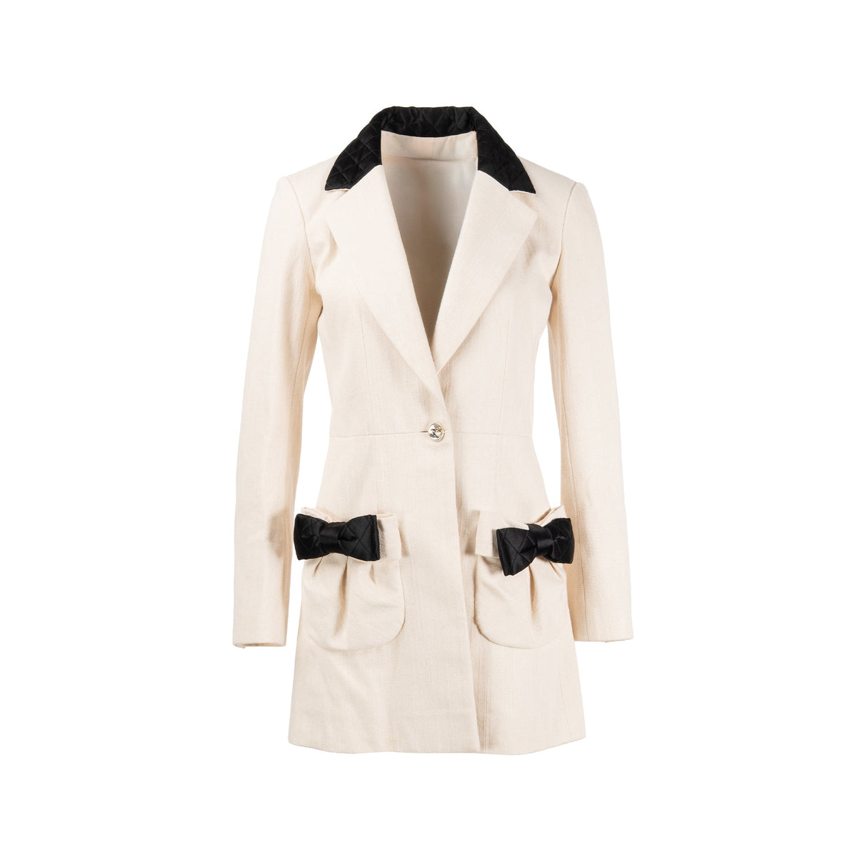 chanel-21s-size-36-jacket-black-bow-detailed-blazer-cotton-ecru