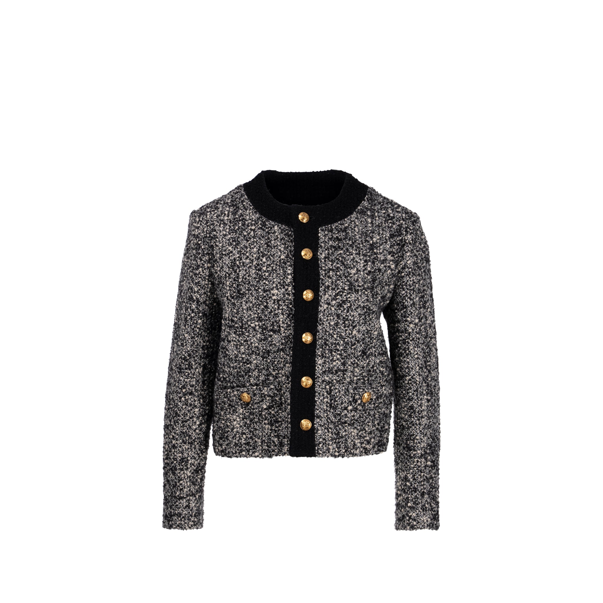 celine-size-40-tweed-button-jacket-wool-polyamide-black-grey-copy-1