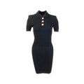 balmain-size-34-ribbed-knit-short-sleeve-midi-dress-viscose-polyamide-black