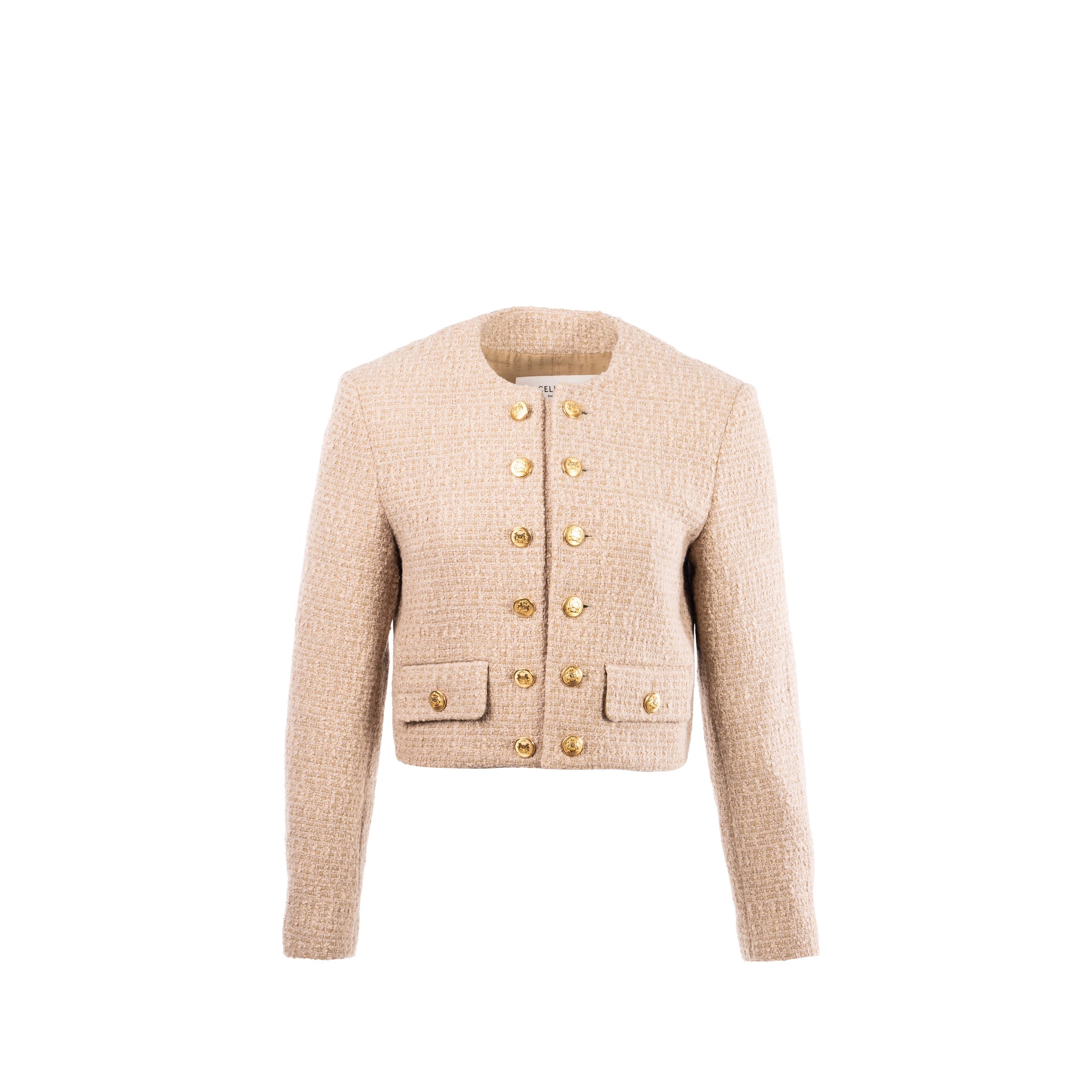 celine-size-34-chasseur-jacket-in-braided-boucle-tweed-corde-beige