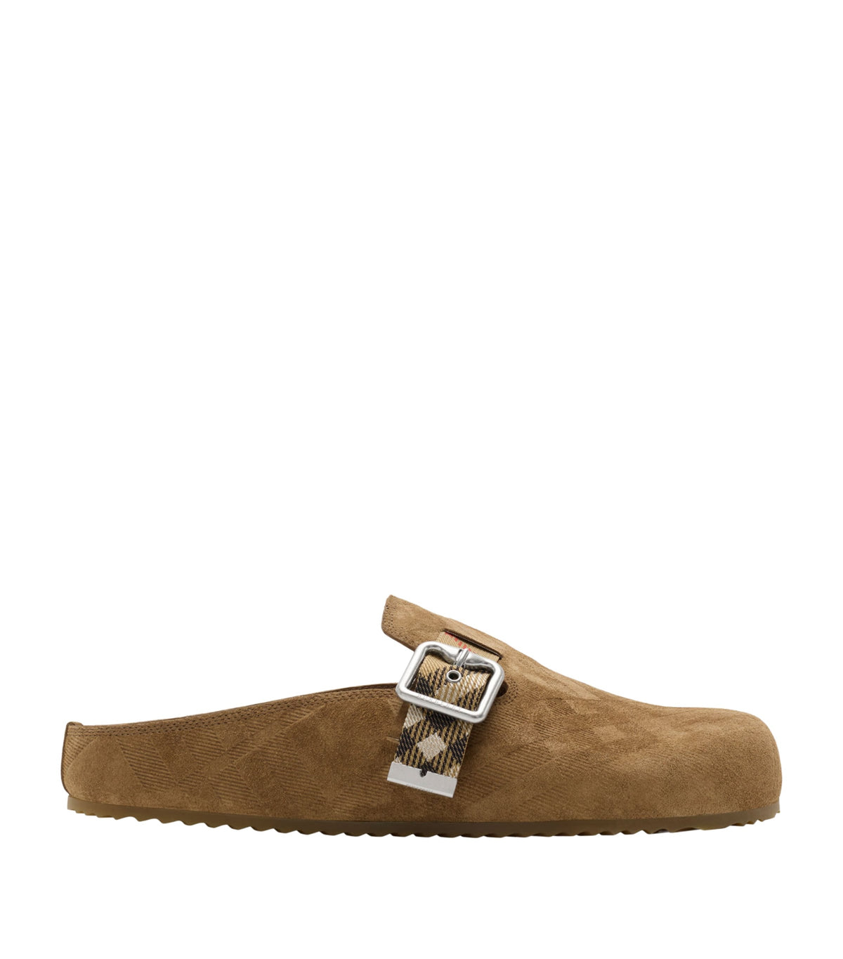 Burberry Suede Check-Trim Urchin Clogs – 69778