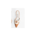 MANOLO BLAHNIK VIERAS MULES CREAM & TAN