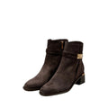 JIMMY CHOO ELIOT SUEDE ANKLE BOOTS CHOCOLATE DARK BROWN WITH BUCKLE
