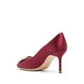 MANOLO BLAHNIK HANGISI CRYSTAL-BUCKLE PUMPS BURGUNDY & DARK RED
