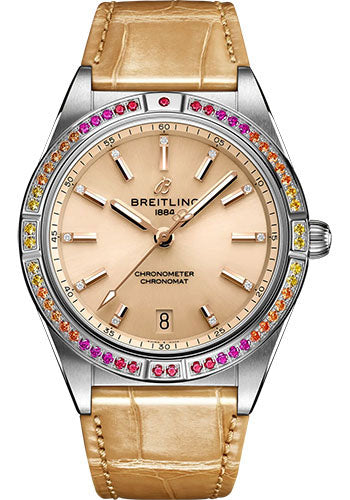breitling-chronomat-automatic-36-south-sea-watch-stainless-steel-gem-set-beige-dial-beige-alligator-leather-strap-folding-buckle-a10380611a1p1