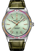 breitling-chronomat-automatic-36-south-sea-watch-stainless-steel-gem-set-mint-green-dial-green-alligator-leather-strap-folding-buckle-a10380611l1p1