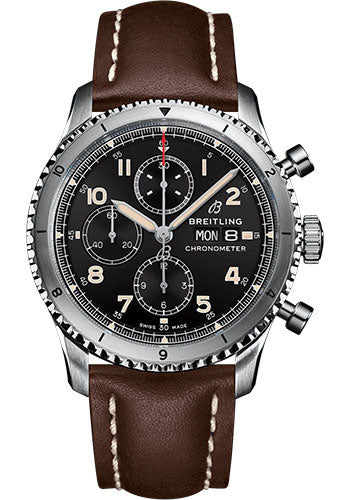 breitling-aviator-8-chronograph-43-watch-stainless-steel-black-dial-brown-calfskin-leather-strap-folding-buckle-a13316101b1x4