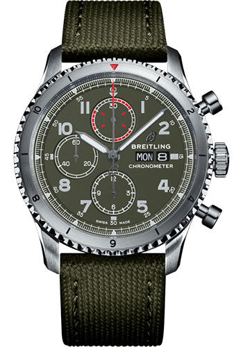 breitling-aviator-8-chronograph-43-curtiss-warhawk-watch-steel-green-dial-khaki-green-military-strap-folding-buckle-a133161a1l1x2