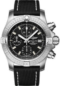 breitling-avenger-chronograph-43-watch-stainless-steel-black-dial-anthracite-calfskin-leather-strap-tang-buckle-a13385101b1x1