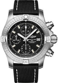 breitling-avenger-chronograph-43-watch-stainless-steel-black-dial-anthracite-calfskin-leather-strap-folding-buckle-a13385101b1x2