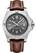 breitling-colt-41-automatic-watch-steel-tempest-gray-dial-brown-leather-strap-folding-buckle-a17313101f1x3