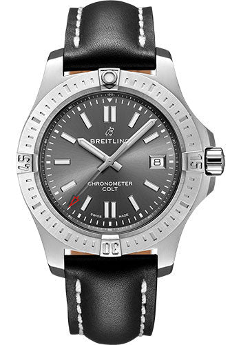 breitling-colt-41-automatic-watch-steel-tempest-gray-dial-black-leather-strap-folding-buckle-a17313101f1x4