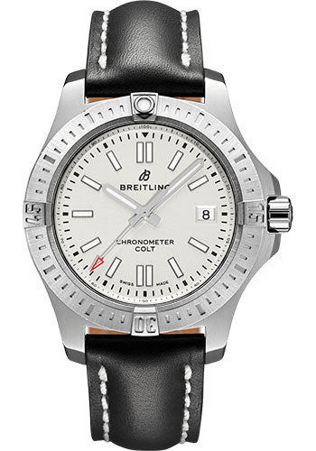 breitling-colt-41-automatic-watch-steel-silver-dial-black-leather-strap-folding-buckle-a17313101g1x2