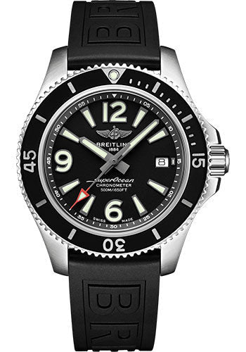 breitling-superocean-automatic-42-watch-steel-black-dial-black-diver-pro-iii-strap-tang-buckle-a17366021b1s1