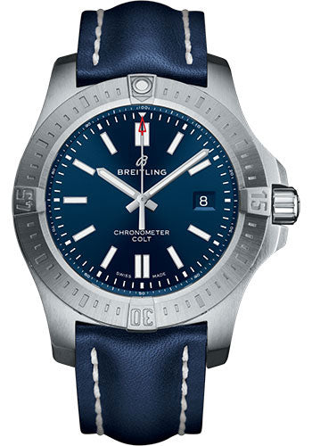 breitling-chronomat-colt-automatic-44-watch-steel-case-mariner-blue-dial-blue-leather-strap-a17388101c1x1
