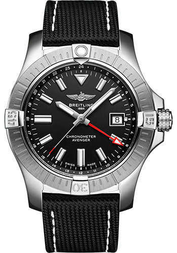 breitling-avenger-automatic-gmt-43-watch-stainless-steel-black-dial-anthracite-calfskin-leather-strap-tang-buckle-a32397101b1x1