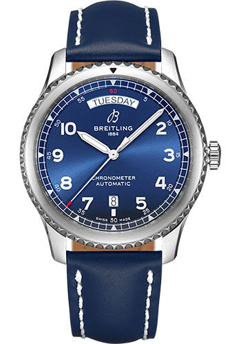 breitling-aviator-8-automatic-day-date-41-watch-steel-blue-dial-blue-leather-strap-tang-buckle-a45330101c1x3