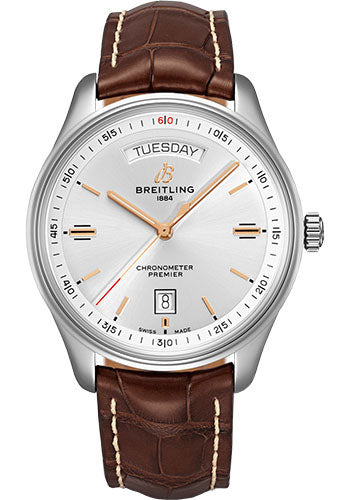 breitling-premier-automatic-day-date-watch-40mm-steel-case-silver-dial-brown-croco-strap-a45340211g1p1