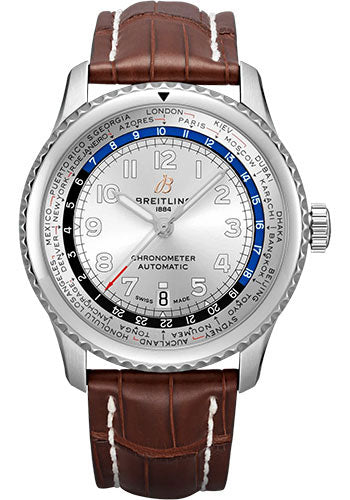 breitling-aviator-8-b35-automatic-unitime-43-watch-stainless-steel-silver-dial-brown-alligator-leather-strap-folding-buckle-ab3521u01g1p3
