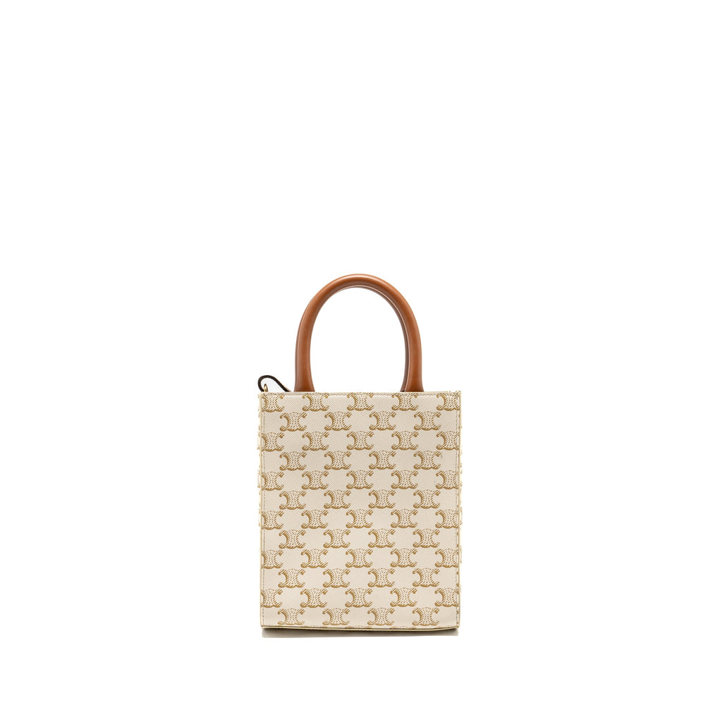 celine-mini-vertical-cabas-triomphe-canvas-calfskin-white-ghw-1