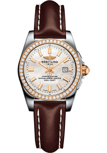 breitling-galactic-29-sleek-watch-steel-rose-gold-gem-set-bezel-mother-of-pearl-dial-brown-leather-strap-tang-buckle-c7234853-a791-484x-a12ba-1