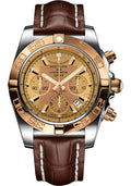 breitling-chronomat-44-watch-steel-gold-golden-sun-dial-brown-croco-strap-deployant-buckle-cb011012-h548-croco-brown-deployant