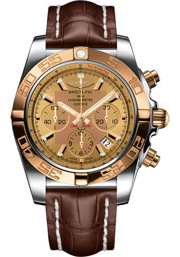 breitling-chronomat-44-watch-steel-gold-golden-sun-dial-brown-croco-strap-deployant-buckle-cb011012-h548-croco-brown-deployant