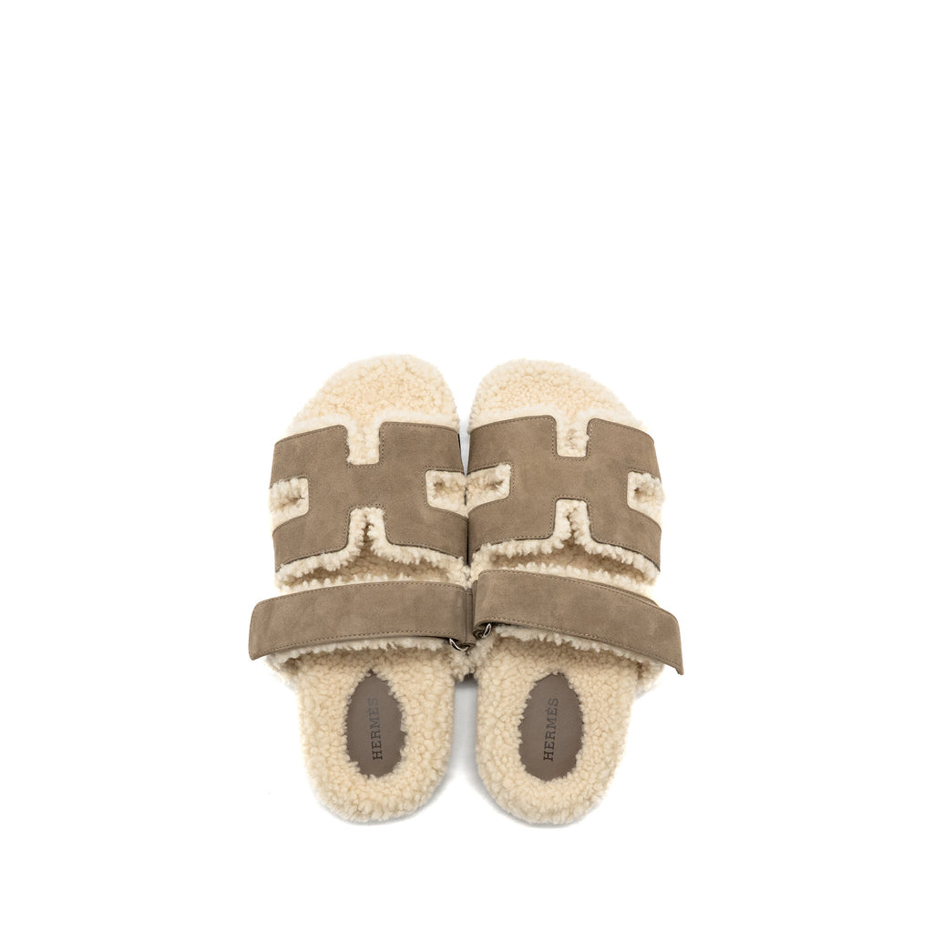 hermes-size-38-femme-chypre-sandals-suede-shearling-etoupe-ecru