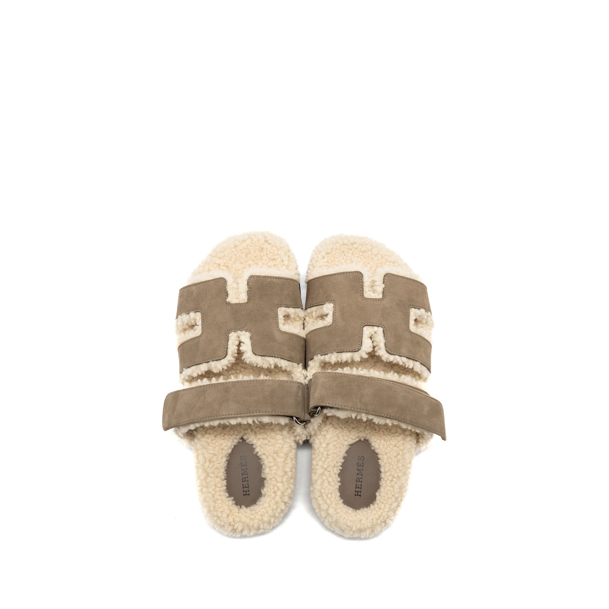 hermes-size-38-femme-chypre-sandals-suede-shearling-etoupe-ecru