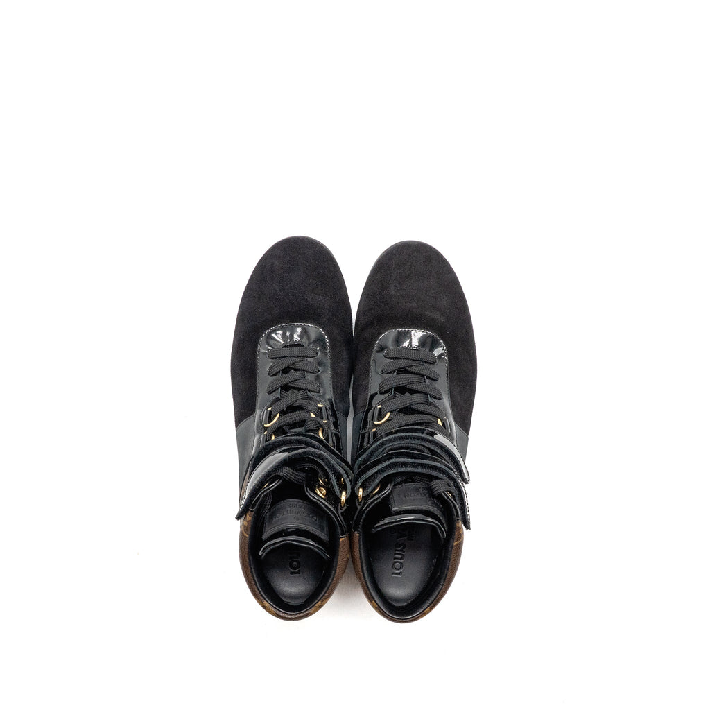 louis-vuitton-size-38-5-move-up-sneakers-monogram-canvas-suede-patent-black-ghw