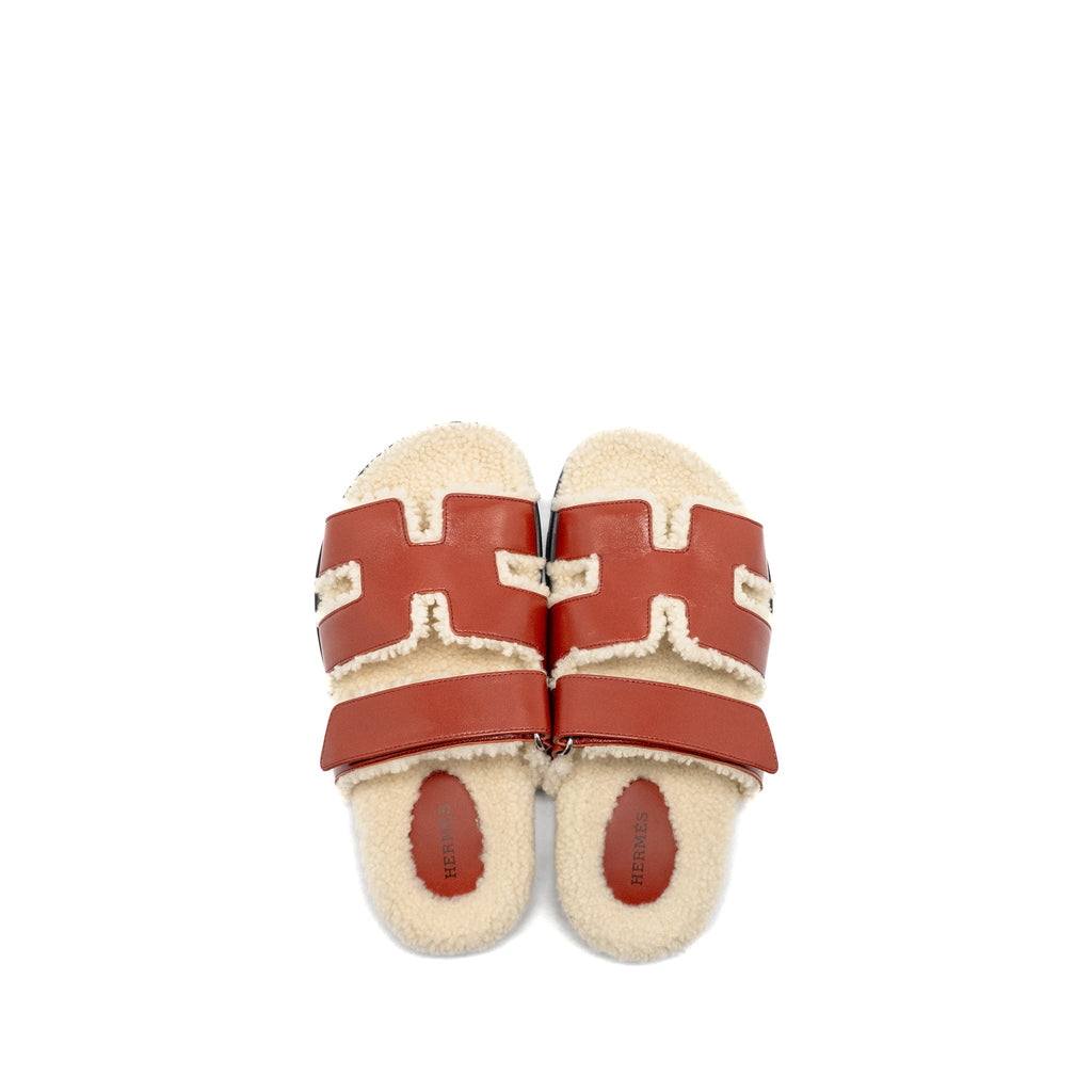 hermes-size-37-femme-chypre-sandals-glazed-napa-shearling-rouge-sanguine-ecru-copy