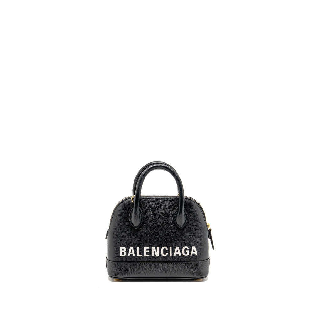 balenciaga-ville-graffiti-top-handle-bowling-bag-xxs-grained-calfskin-black-white-ghw-copy