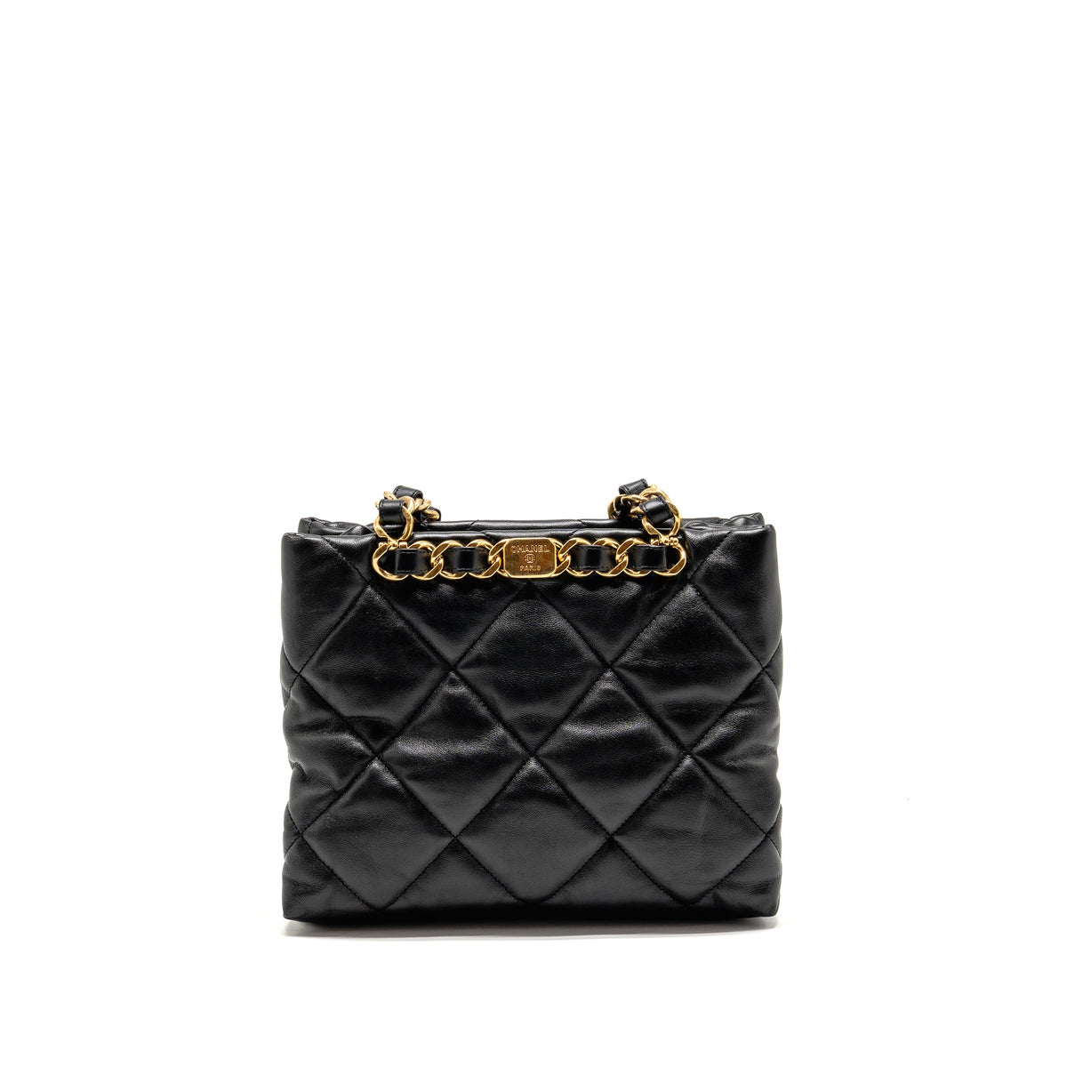 chanel-quilted-double-chain-shopping-tote-bag-lambskin-black-ghw-microchip