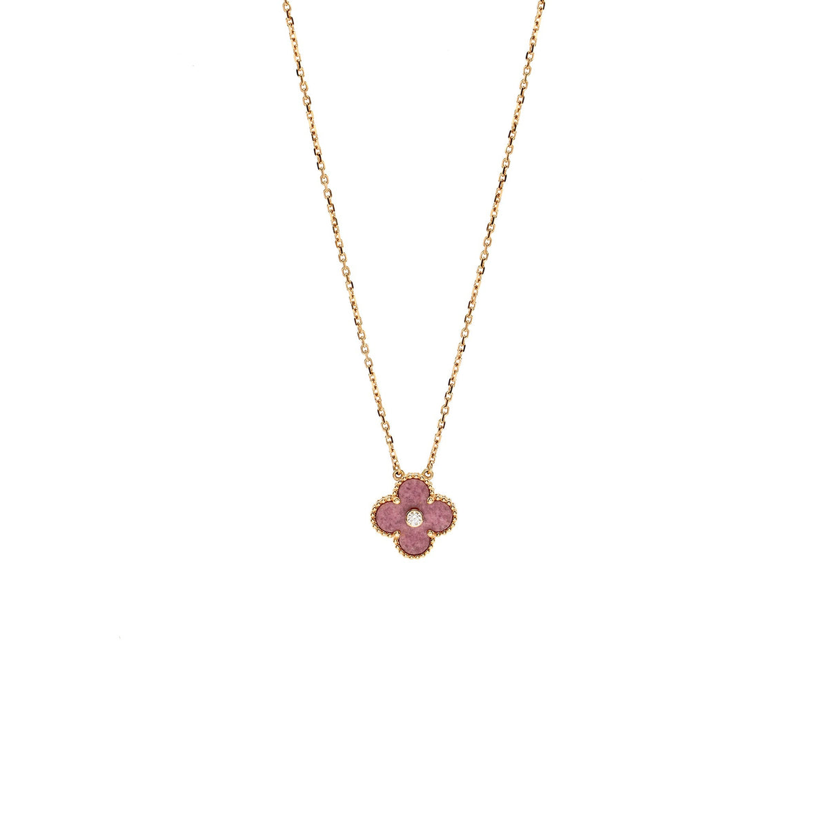 VAN CLEEF HOLIDAY & ARPELS 2021 HOLIDAY PENDANT RHODONITE ROSE GOLD WITH DIAMONDS